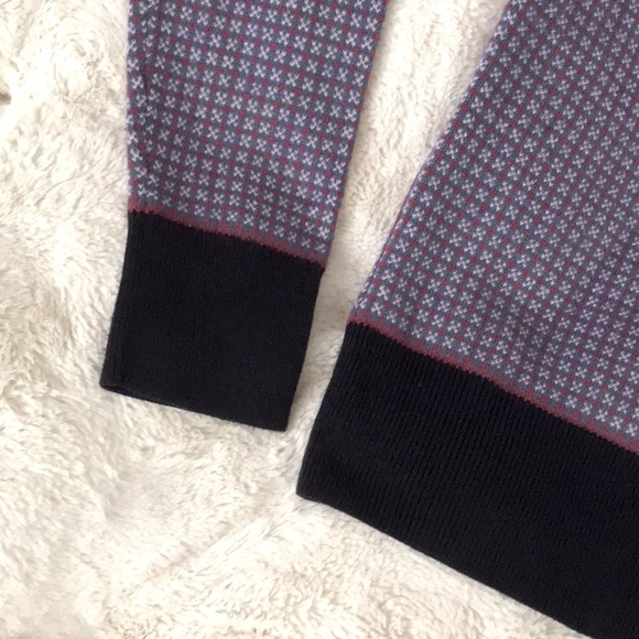 GH Bass Sweater Cardigan Soft Acrylic Medium Pink Navy Blue Patterned - Picture 3 of 6